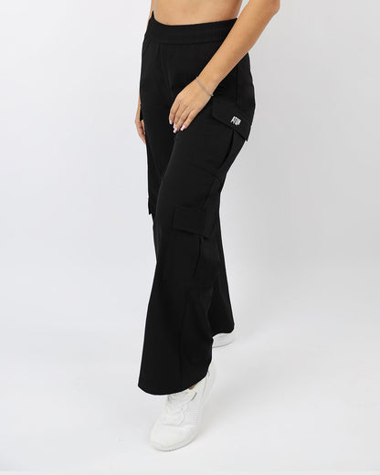 Black Elastic Waist Cargo Pants