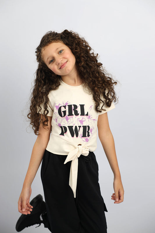 Atum Girl'S Power Tie T-Shirt