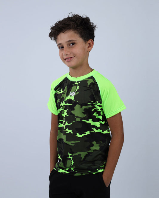 Neon Green Army Training Sports T-Shirt for Teen Boys