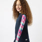 Navy Printed Sleeve Top for Girls