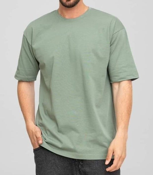 Mint Green Basic Plain Cotton T-Shirt