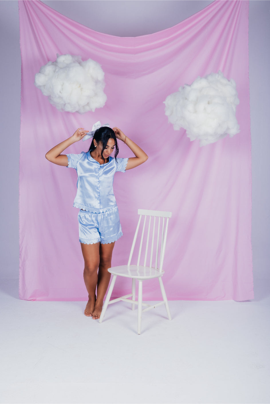 طقم بيجامة سادة باللون الأزرق