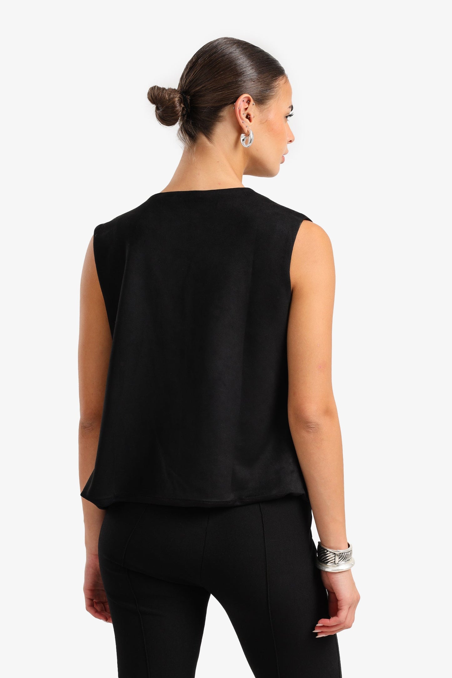 Embroidered Open Vest