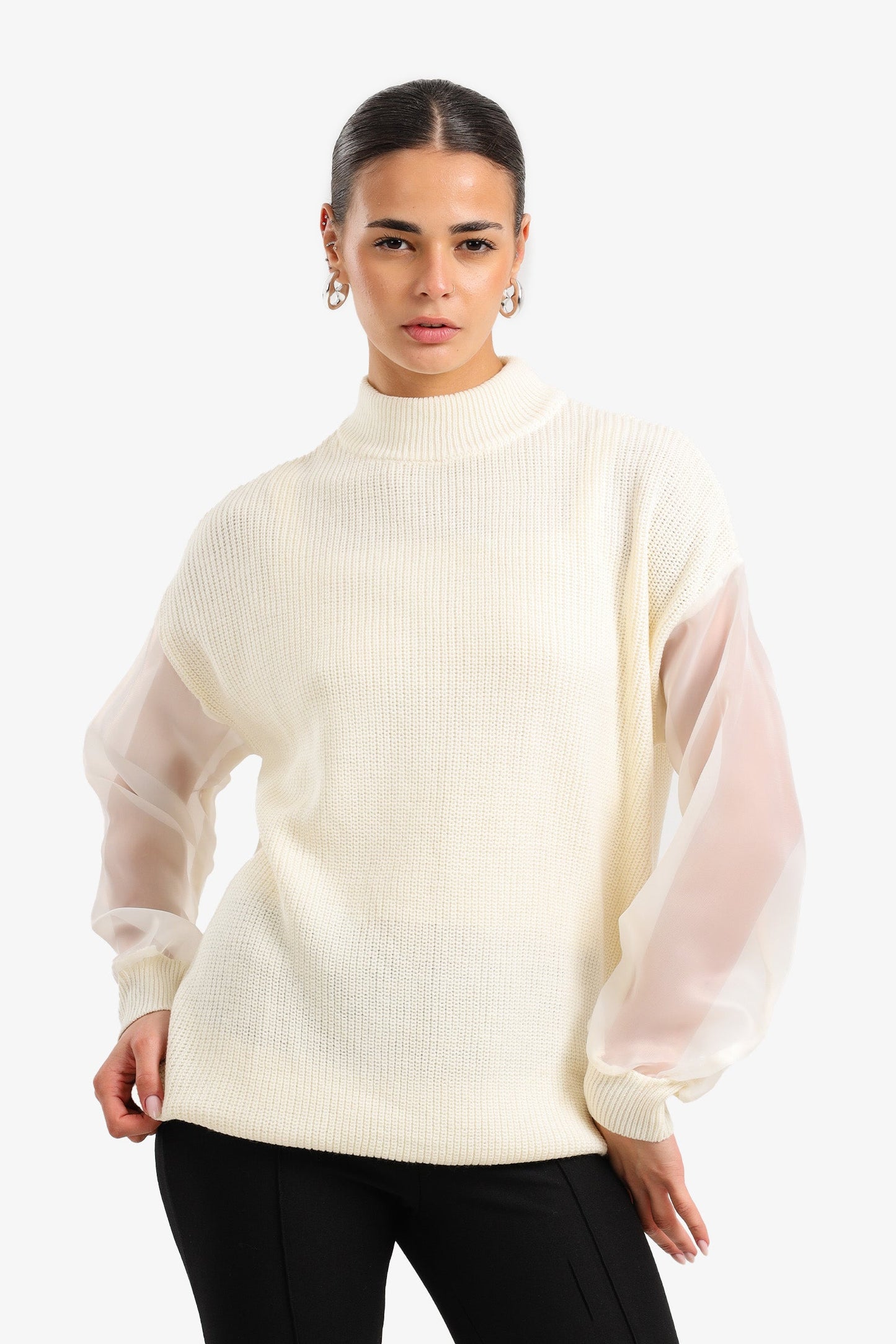Sheer Sleeve Pullover