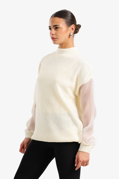 Sheer Sleeve Pullover