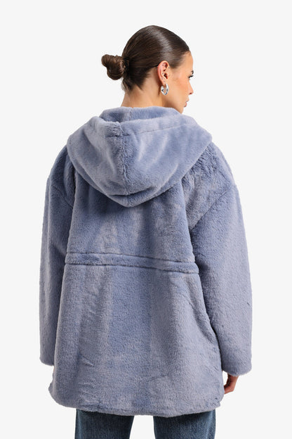 Cozy Hooded Faux Fur Coat