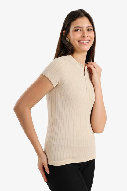 Ribbed Short Sleeve Top