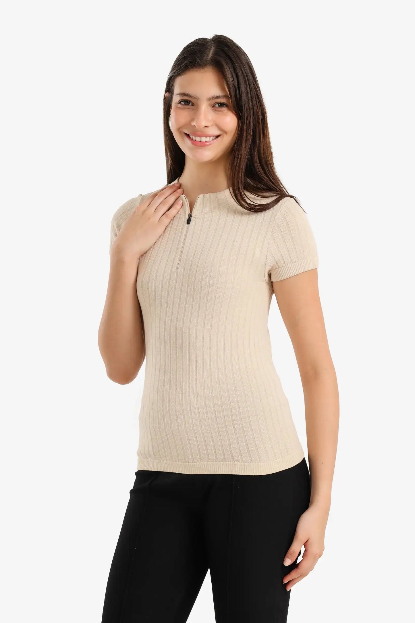 Ribbed Short Sleeve Top