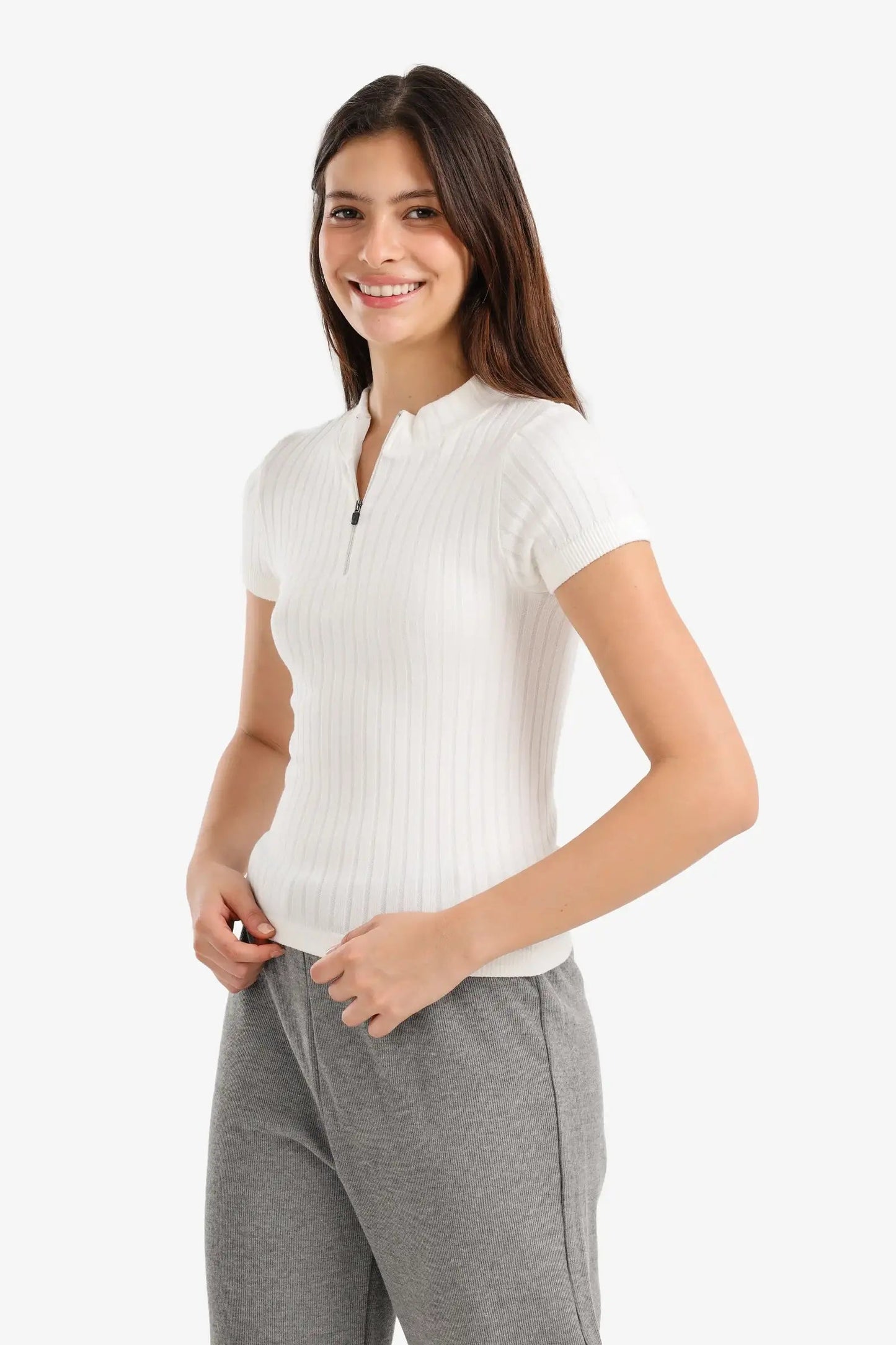 Ribbed Short Sleeve Top