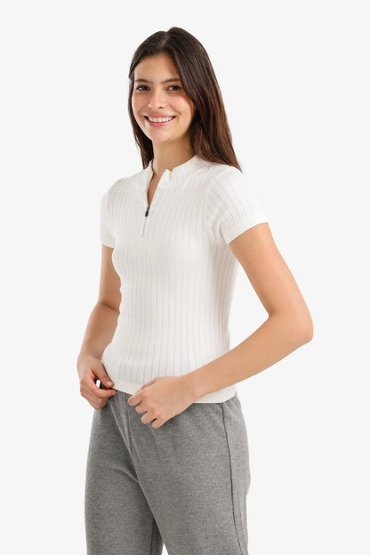 Ribbed Short Sleeve Top