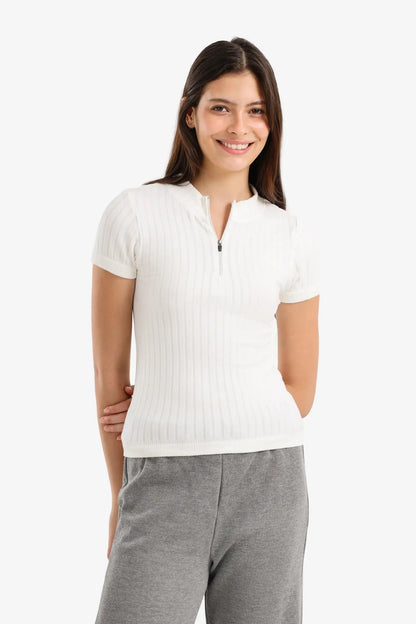 Ribbed Short Sleeve Top