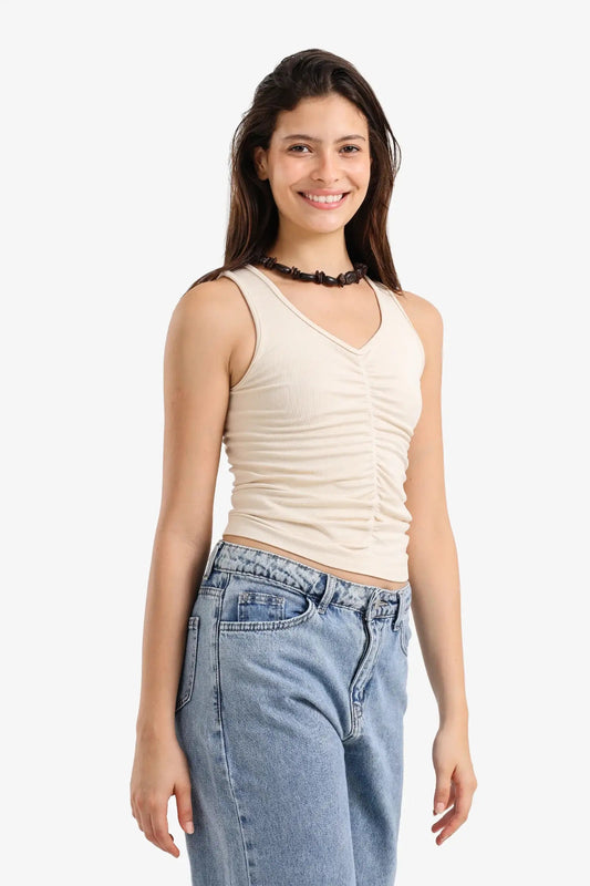 Ruched V-Neck Top