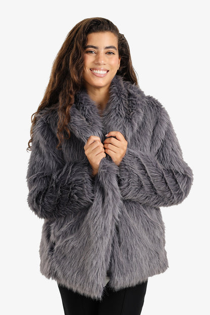 Shawl Neck Fur Jacket