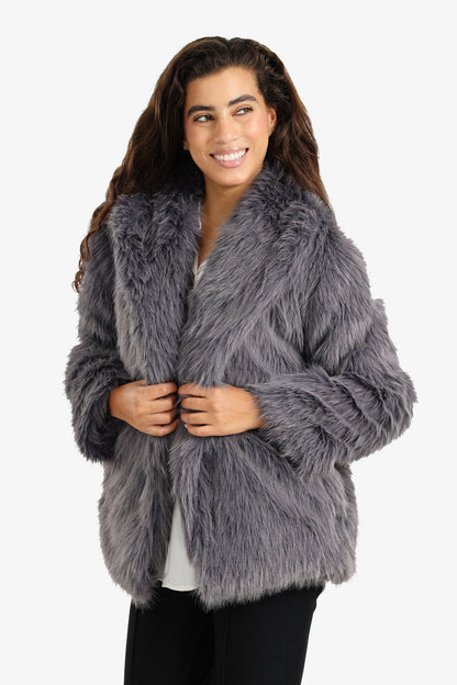 Shawl Neck Fur Jacket