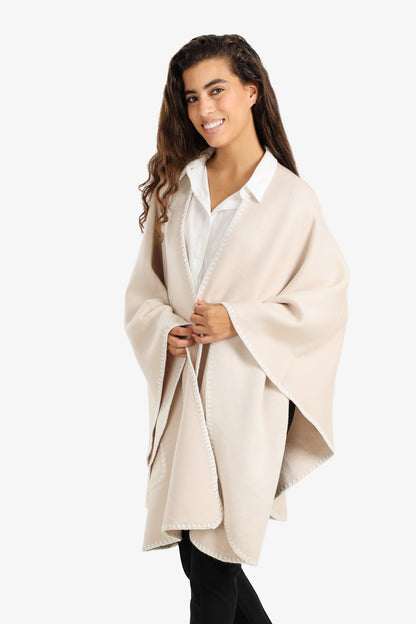 Relaxed Poncho with Zigzag Trim