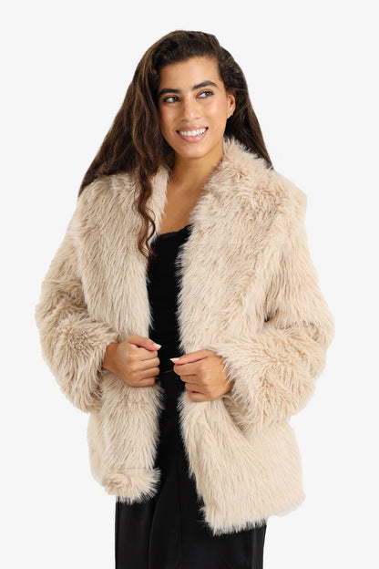 Shawl Neck Fur Jacket