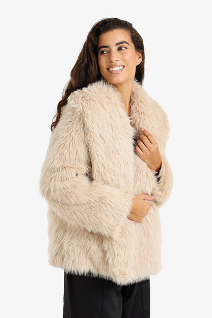 Shawl Neck Fur Jacket