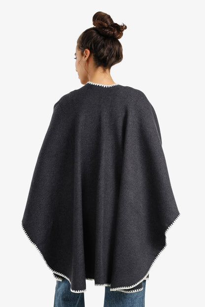 Relaxed Poncho with Zigzag Trim