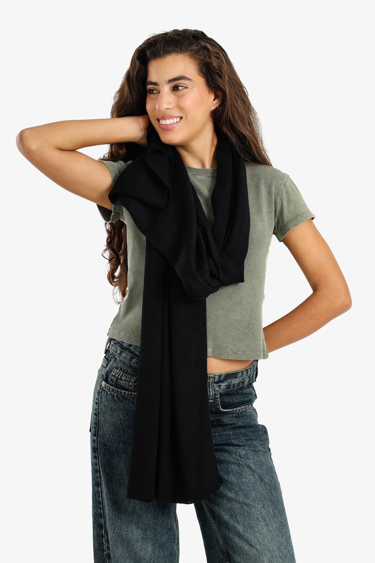 Soft Ribbed Knitted Scarf