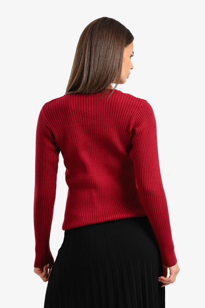 V-Neck Ribbed Pullover