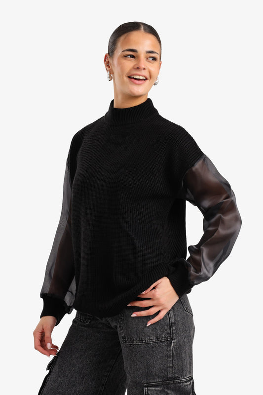 Sheer Sleeve Pullover