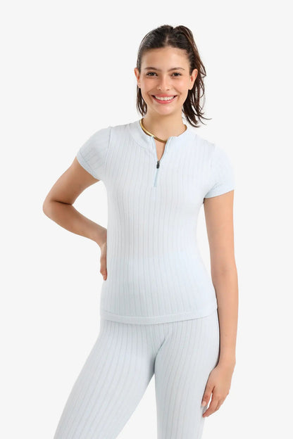 Ribbed Short Sleeve Top