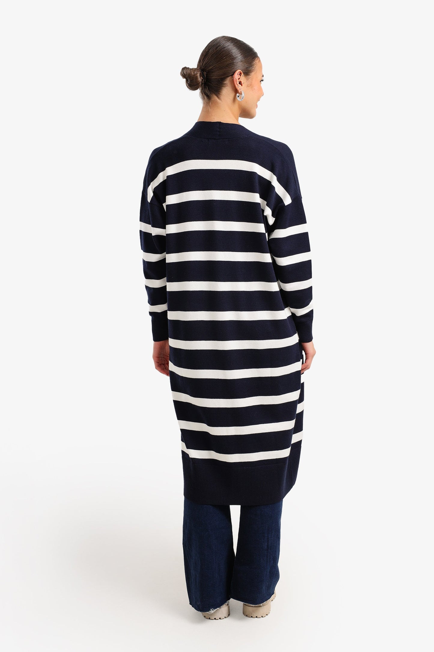 Striped Knit Midi Cardigan