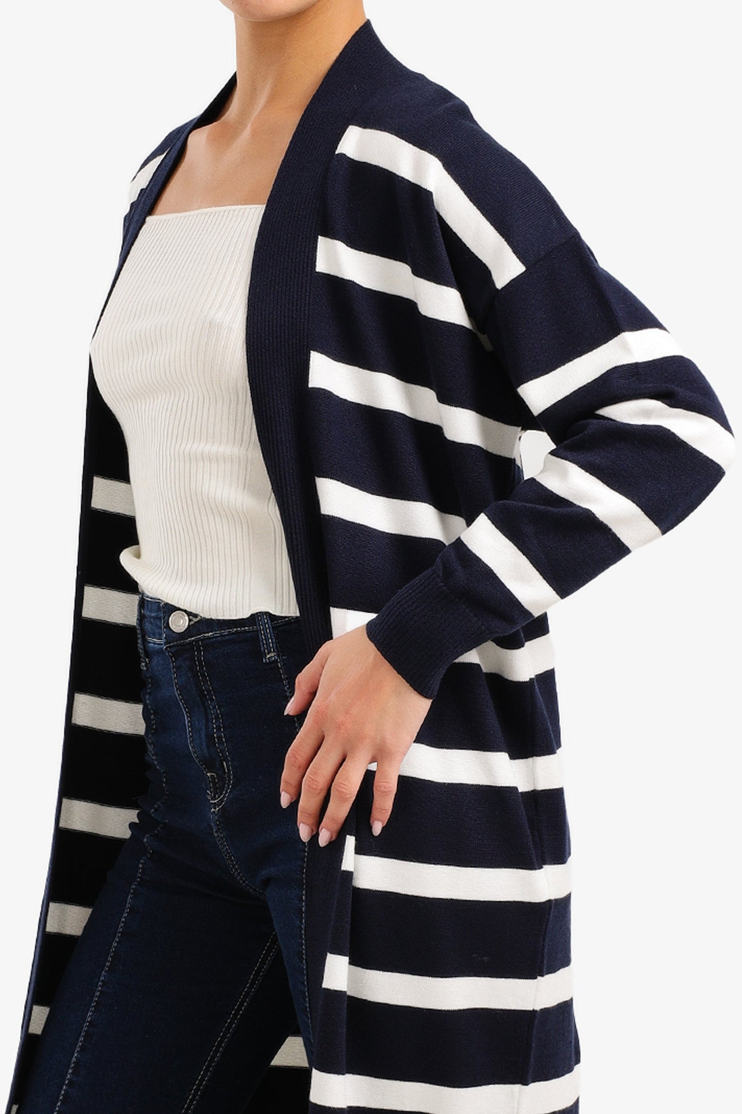 Striped Knit Midi Cardigan