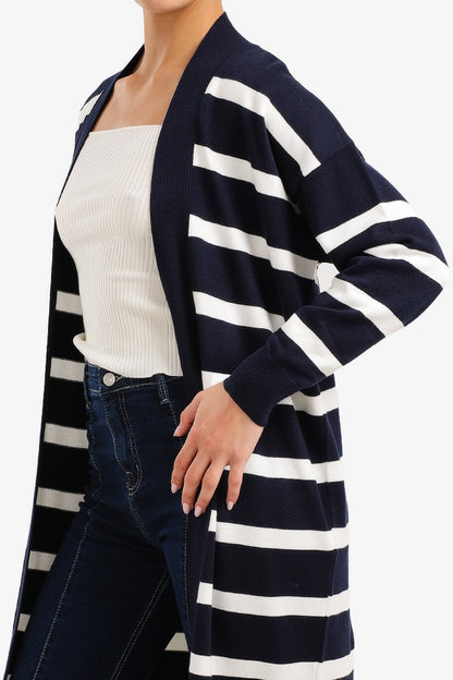 Striped Knit Midi Cardigan