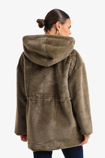 Cozy Hooded Faux Fur Coat