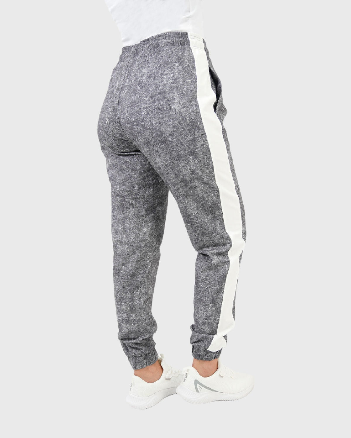 ATUM| Gym Track Pants With Side Panel - Black with White printed