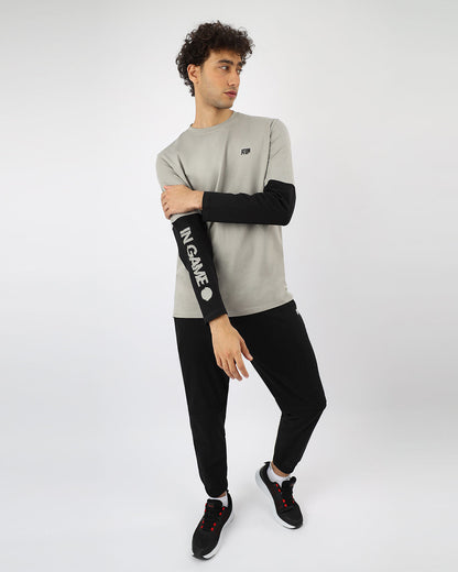 Gray Long Sleeve Cotton T-Shirt