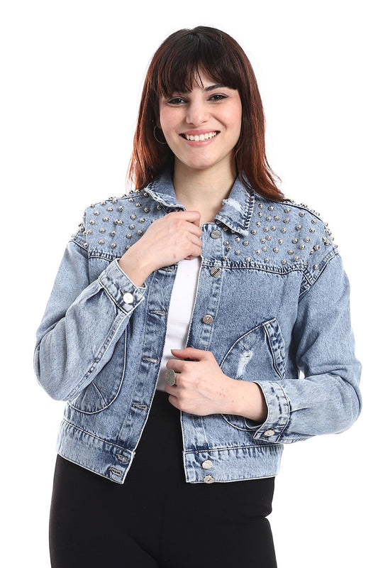 Mr.Joe Short Studded Denim Jacket