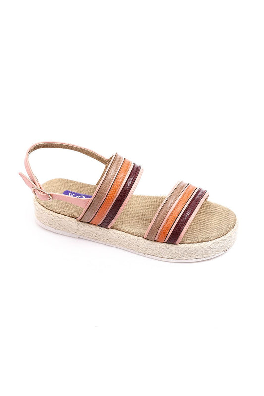 XO Style Comfy Striped Leather Sandal