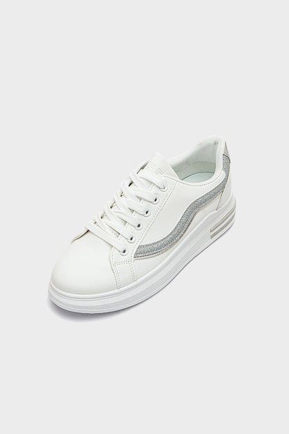 Leather Sneakers with Glitter Side