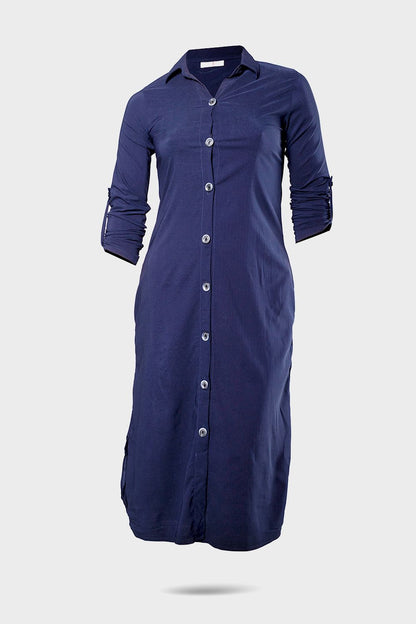 Fully Buttoned Plain Dress