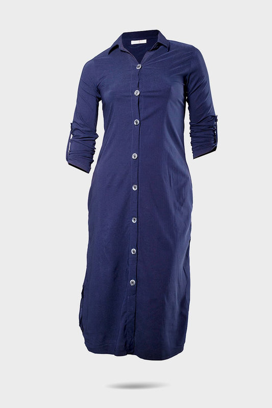 Hesper Fully Buttoned Plain Dress