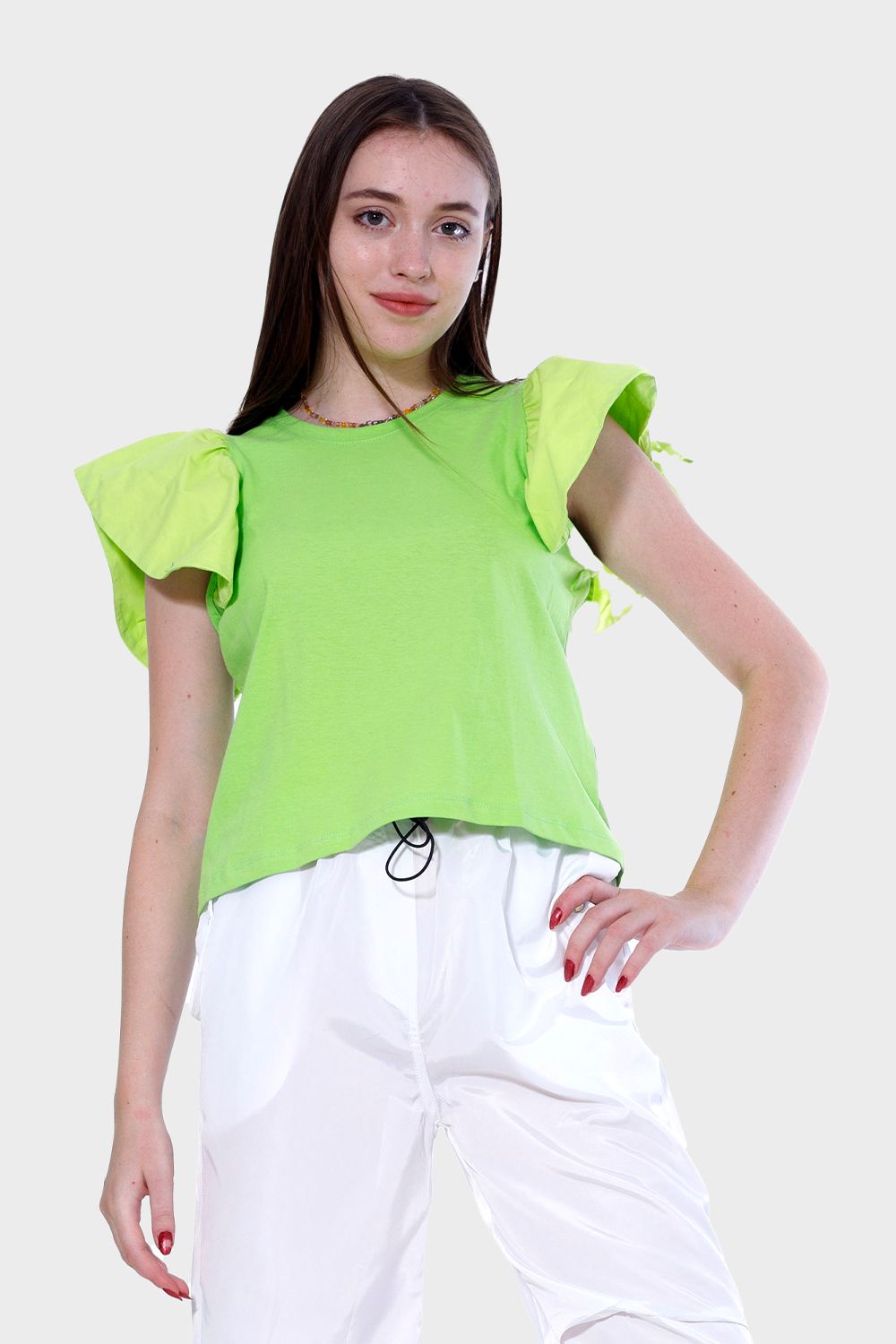 Miss Venus Ruched Sleeve Top