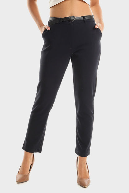Straight Leg Pants with Black Belt