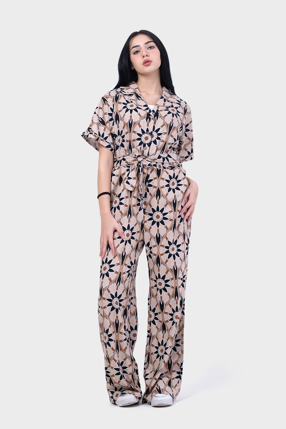 Miss Venus Summery Floral Jumpsuit with Side Pockets