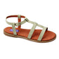 XO Style Flocked Leather Flat Sandals