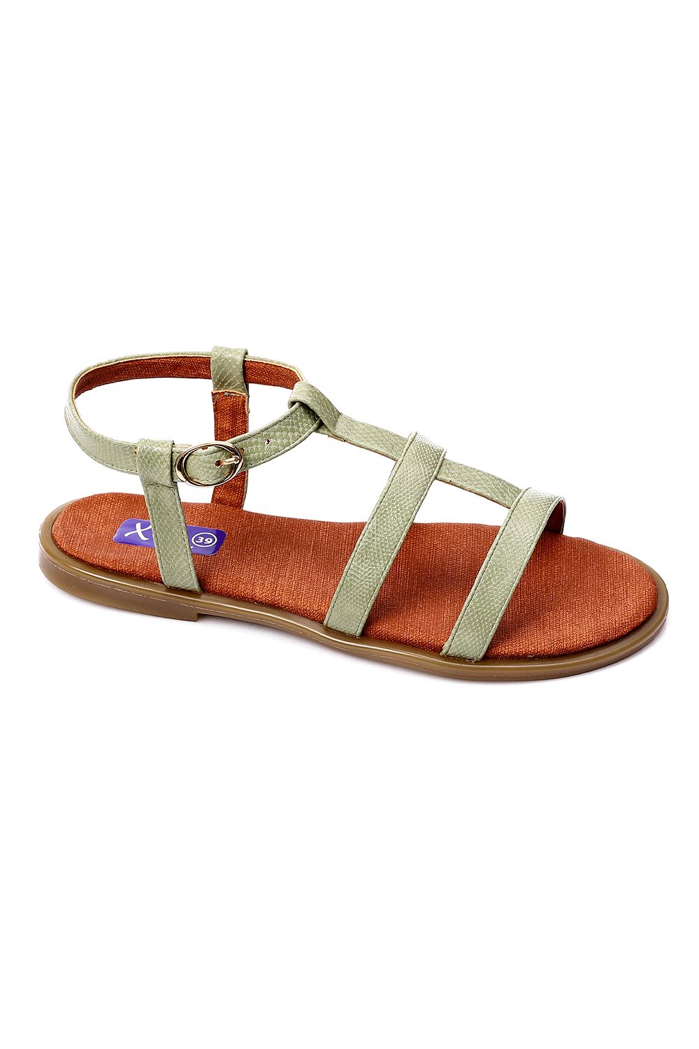 XO Style Flocked Leather Flat Sandals