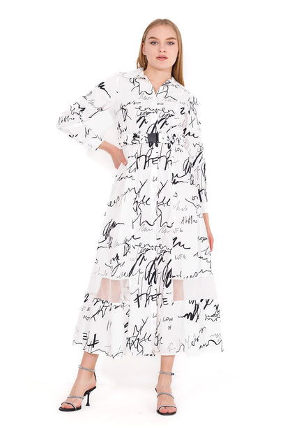 فستان ماكسي من قماش البوبلين مطبوع عليه الحب