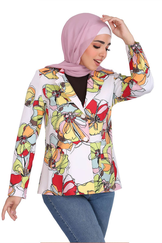 Smoky Floral Long Sleeves Blazer