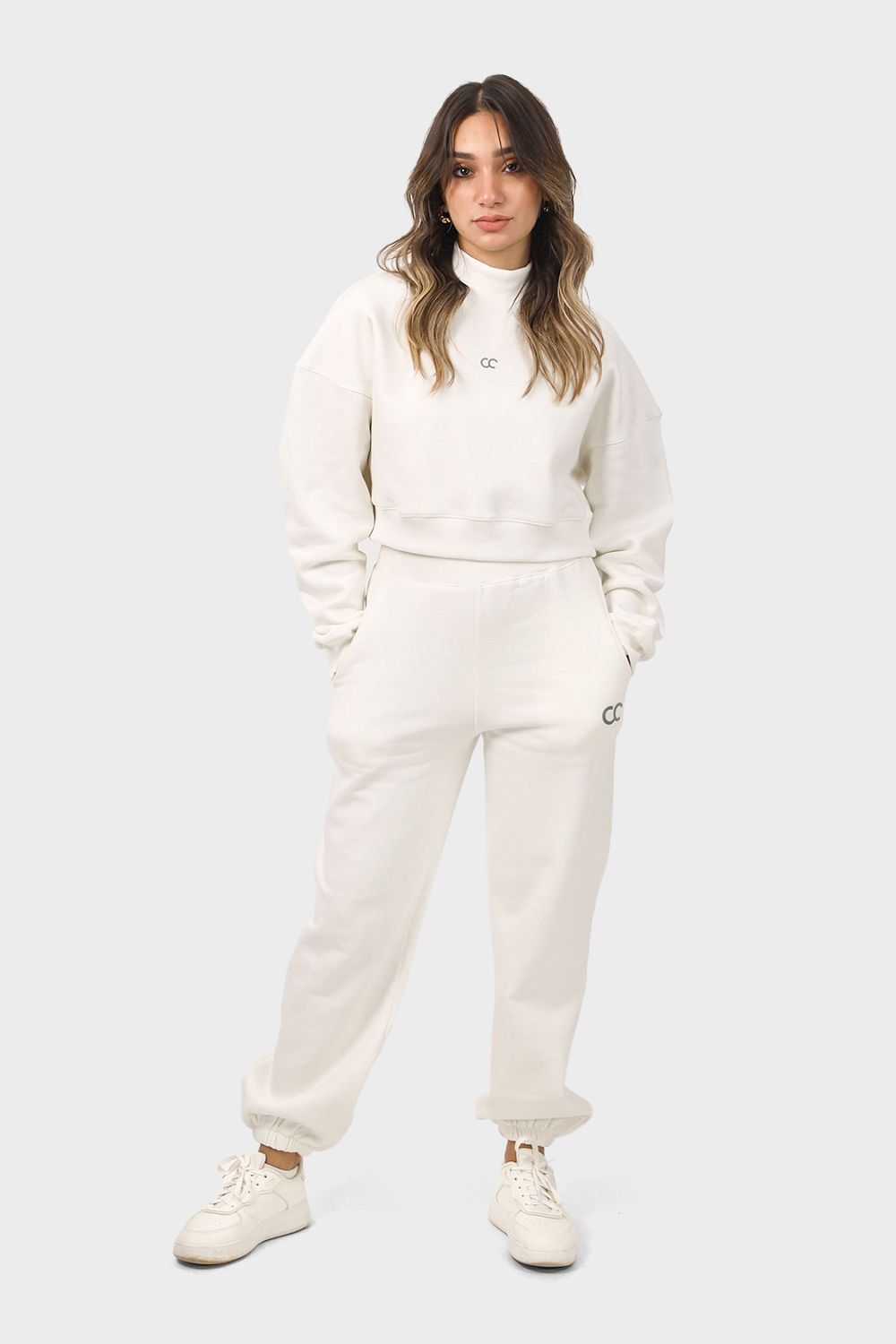 Shechick Crop Sweatshirt & Sweatpants Active Set