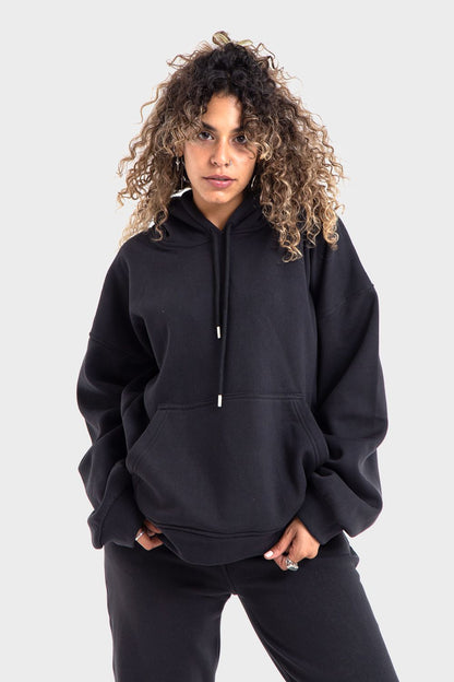 Okoye Premium Line, Black Oversized Plain Hoodie