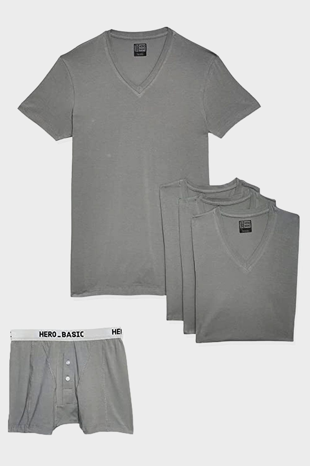 Hero Basic Set Of 4 V-Neck Under T-Shirt With Boxer