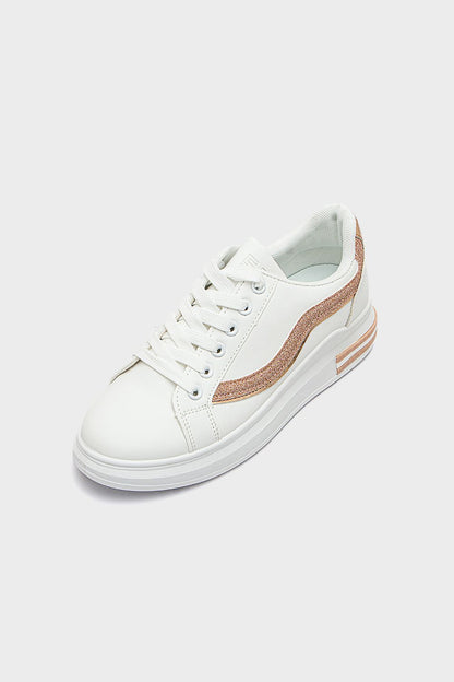 Leather Sneakers with Glitter Side