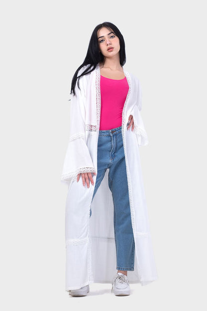 Long Kimono with Lace Detailing