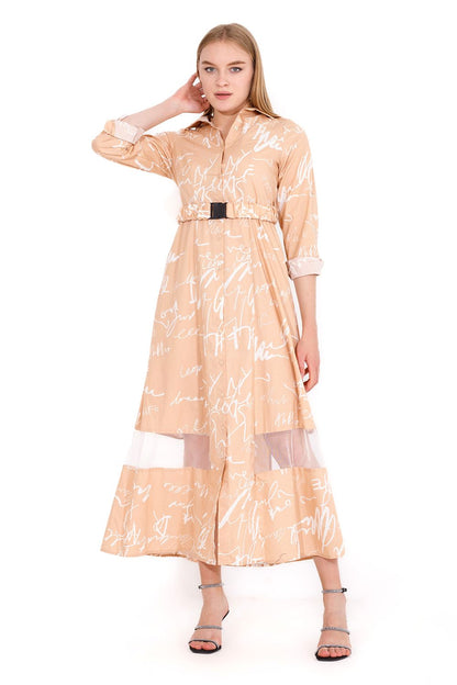 فستان ماكسي من قماش البوبلين مطبوع عليه الحب